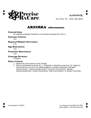 Prior Authorization Request for ARZERRA
