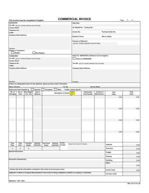 COMMERCIAL INVOICE This invoice must be completed in English