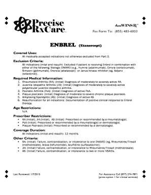 Enbrel Prior Authorization Request Form