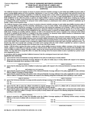 California Uninsured Motorists Coverage Waiver Form