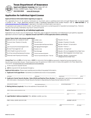Texas Individual Agent License Application
