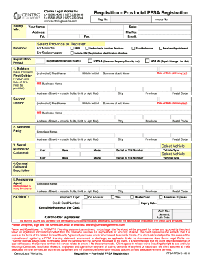 Provincial PPSA Registration Requisition
