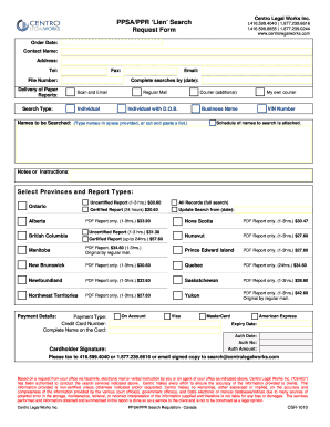 PPSA/PPR Lien Search Request Form