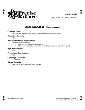 Prior Authorization Request for Zinecard