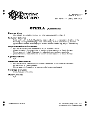 Otezla Prior Authorization Request Form