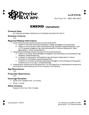 Prior Authorization Request for Emend (Aprepitant)