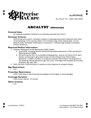 Arcalyst Prior Authorization Request Form