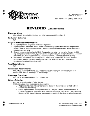 Prior Authorization Request for REVLIMID