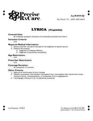 Prior Authorization Request for Lyrica