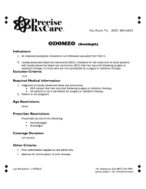 Prior Authorization Request for Sonidegib