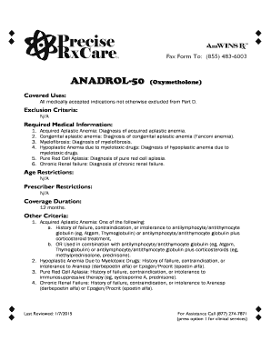 Prior Authorization Request for Anadrol-50