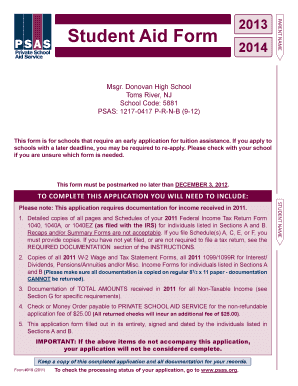 Student Aid Form