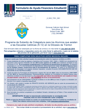 Formulario de Ayuda Financiera Estudiantil 2015