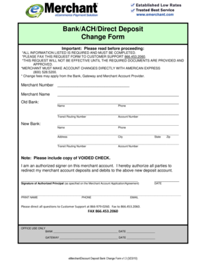 Bank ACH Direct Deposit Change Form