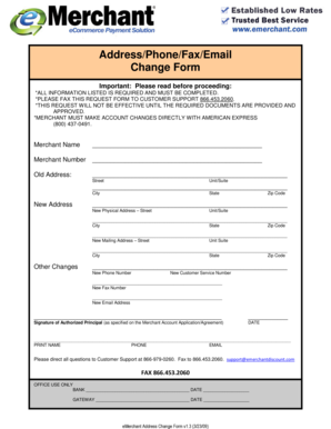 American Express Merchant Address Change Form