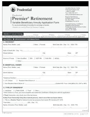 Variable Beneficiary Annuity Application Form