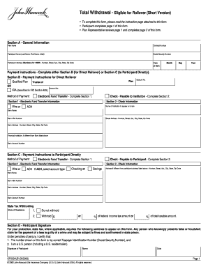 Total Withdrawal Eligible for Rollover Form