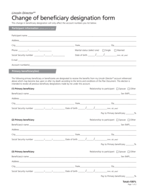 Lincoln DirectorSM Beneficiary Designation Form