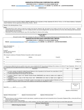 Hindustan Petroleum Annual General Meeting Proxy Form