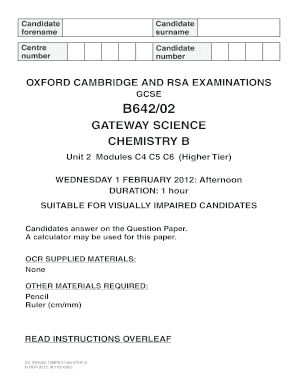 GCSE Chemistry B Exam Paper