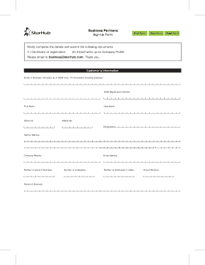 Business Partners Sign-Up Form