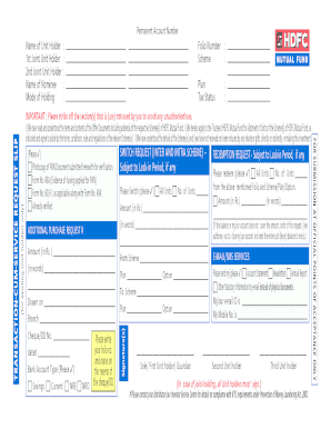 HDFC Mutual Fund Transaction Request Form