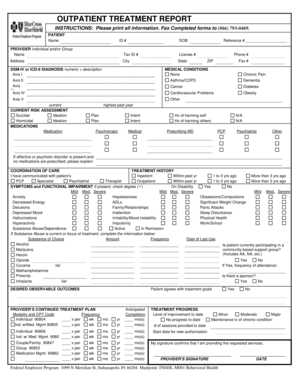 Outpatient Treatment Report