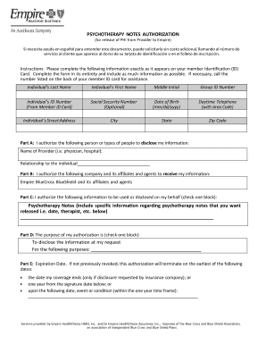 Autorización para la liberación de notas de psicoterapia