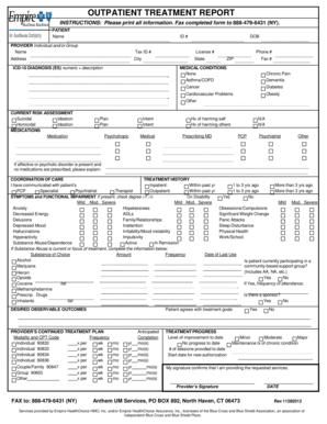 Outpatient Treatment Report
