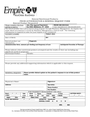 Enteral Nutritional Products Prior Authorization Form