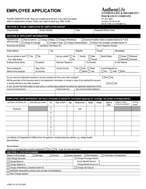 Anthem Life & Disability Employee Application
