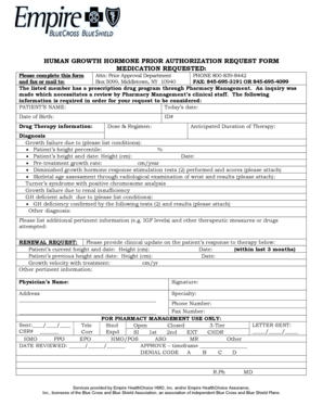 HGH Prior Authorization Request Form