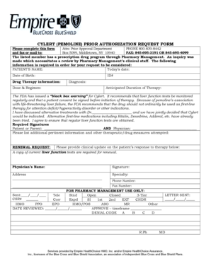 Cylert Prior Authorization Request Form