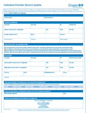 Provider Record Update Form