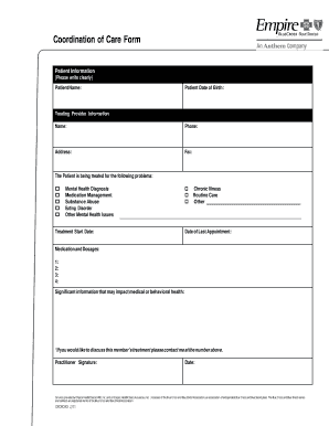 Coordination of Care Form