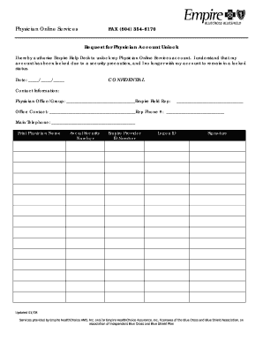 Physician Account Unlock Request