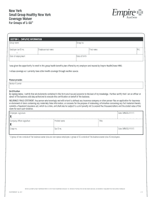 New York Small Group Health Coverage Waiver