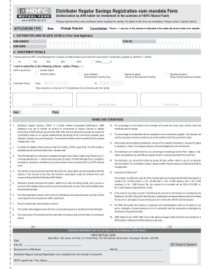 Distributor Regular Savings Registration-cum-mandate Form