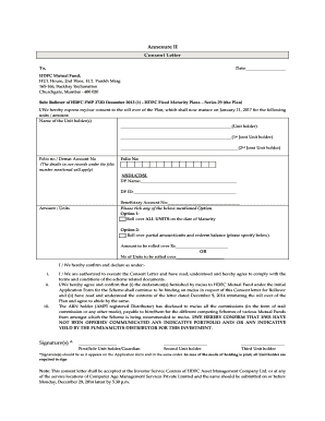HDFC Mutual Fund Rollover Consent Letter