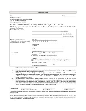 HDFC Mutual Fund Rollover Consent Letter