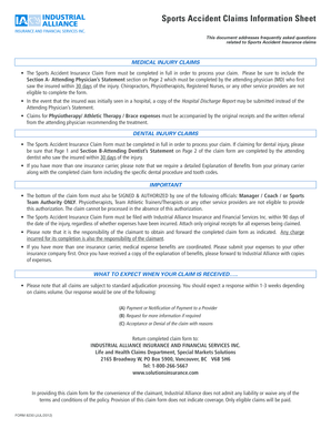 Sports Accident Insurance Claim Form