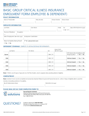 Basic Group Critical Illness Insurance Enrollment Form