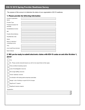 ICD-10 Provider Readiness Survey