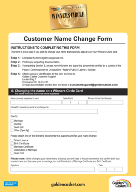 Winners Circle Name Change Form