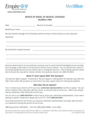 Notice of Denial of Medical Coverage