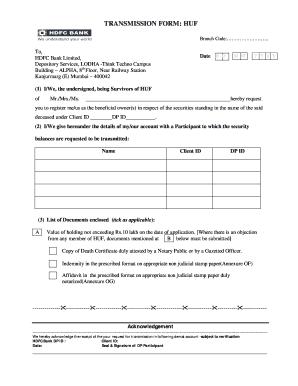 HUF Transmission Form