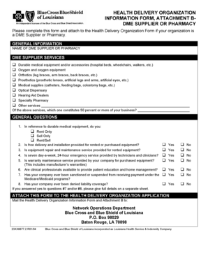 DME Supplier or Pharmacy Information Form