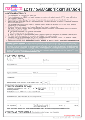 Lost or Damaged Ticket Search Form