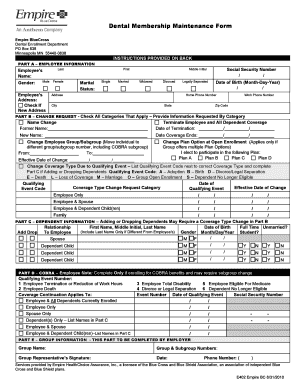 Dental Membership Maintenance Form
