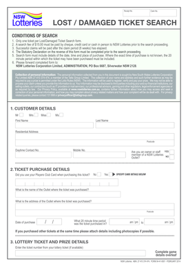 Lost/Damaged Ticket Search Form